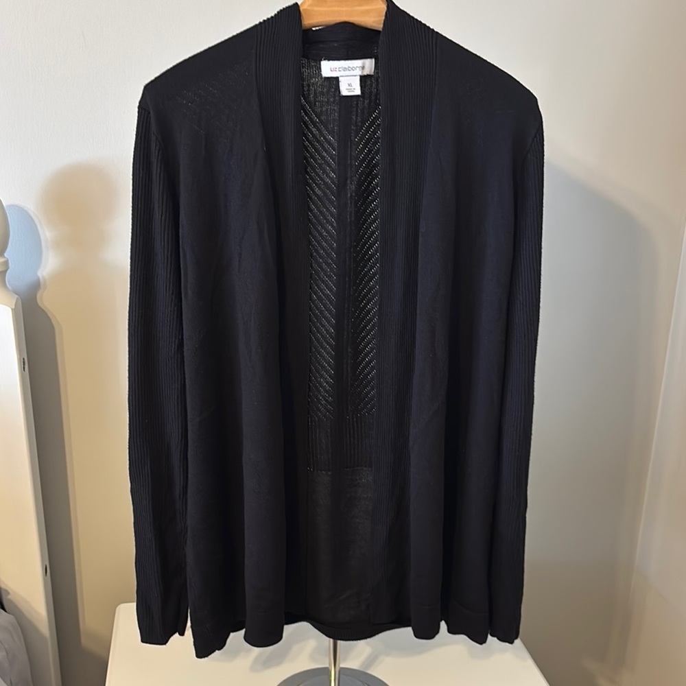 Black Open Front Cardigan